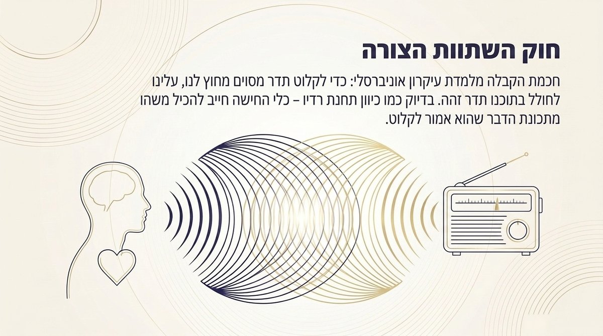 ראש ולב משדרים גלים, מול מקלט רדיו - חוק השתוות הצורה